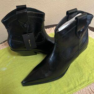 Massimo Dutti Leather Western Style Cowboy Boots Size EU 39 US 8 NEW With Tags